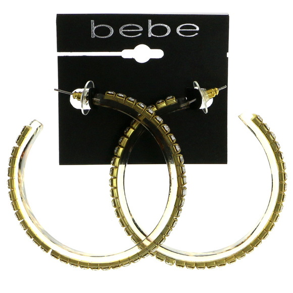 bebe Jewelry - bebe gold hoop rhinestone crystal NWT bbe12